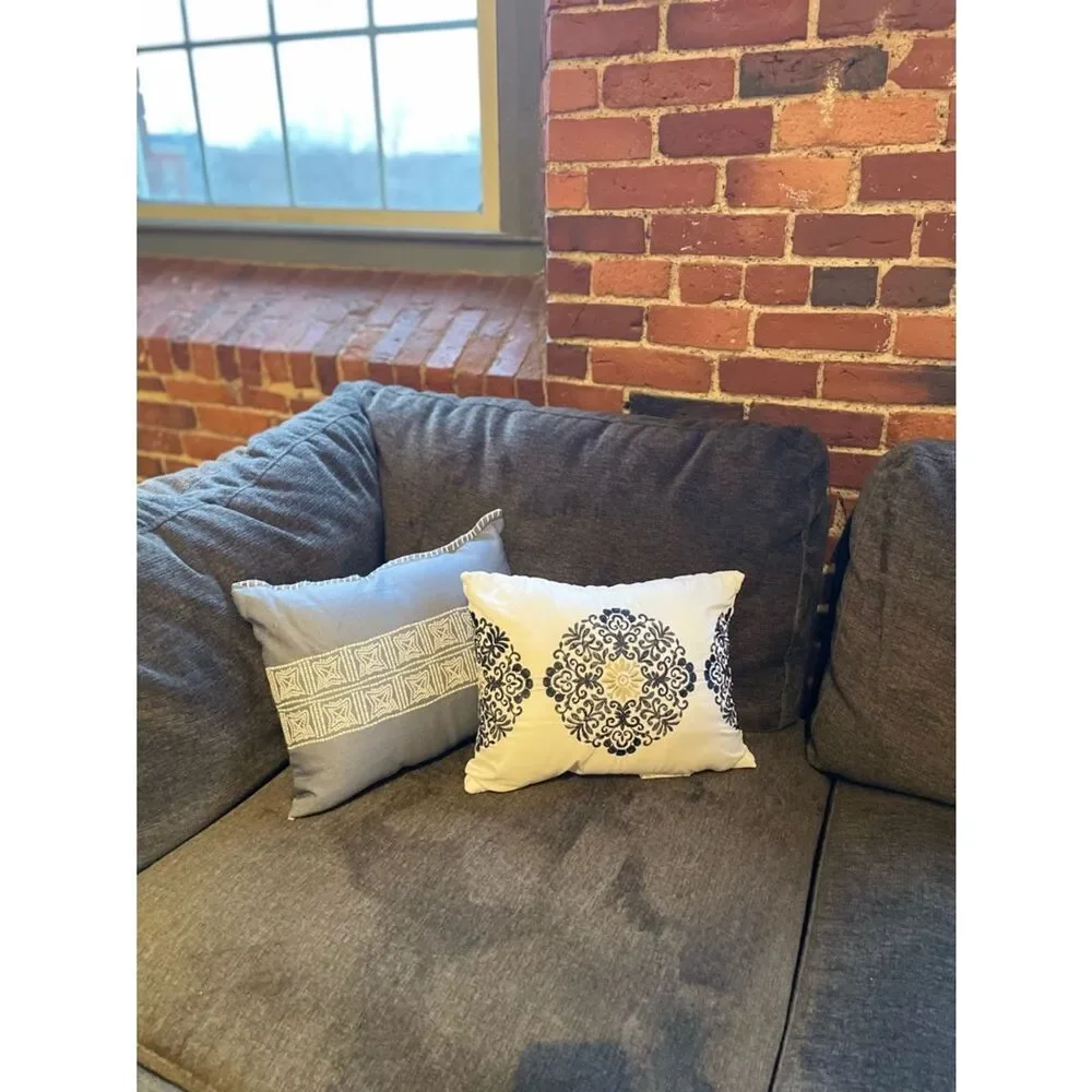 Threshold Blue & White Small Embroidered Throw Pillows